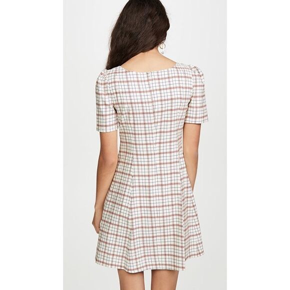 Nicholas Linen blend Button Front Check Mini Dress - Picture 3 of 12